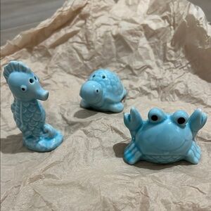 Blue Ceramic Sea Creature Mini Salt/Pepper Set